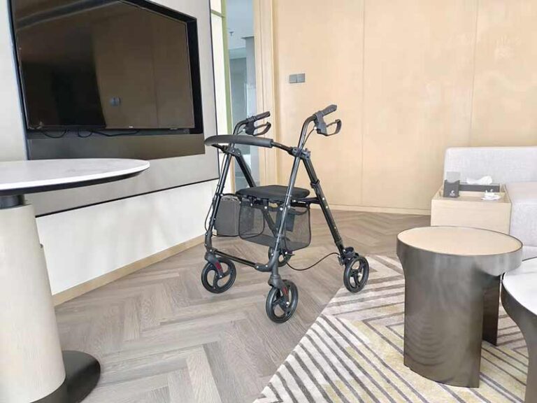 Rollator Walker with Seat in the bedroom