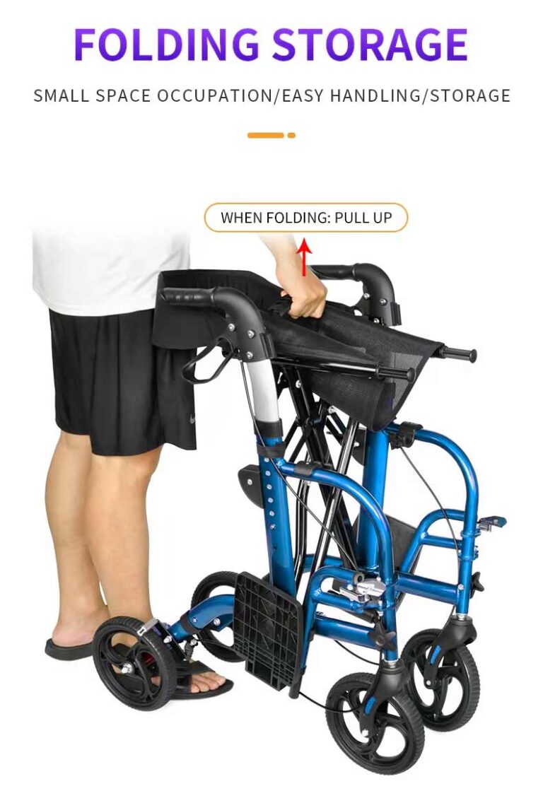 heavy duty rollator walker is easy to lift and fold
