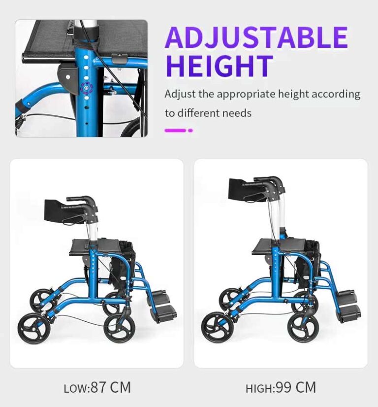 how to adjust height of heavy duty rollator walker