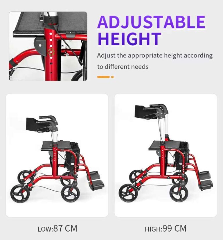 how to adjust height of rolling walker