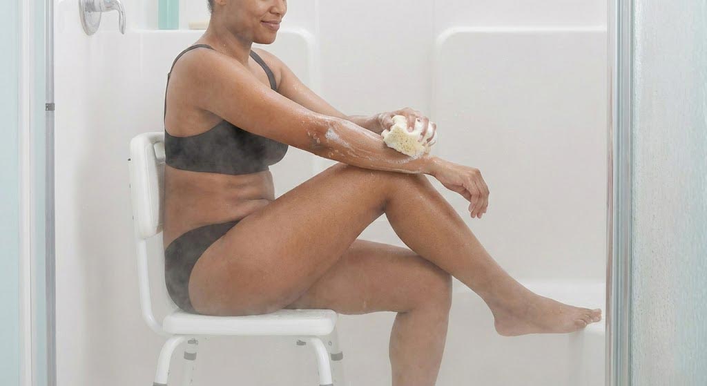 The-bath-chair-reduces-body-pressure.